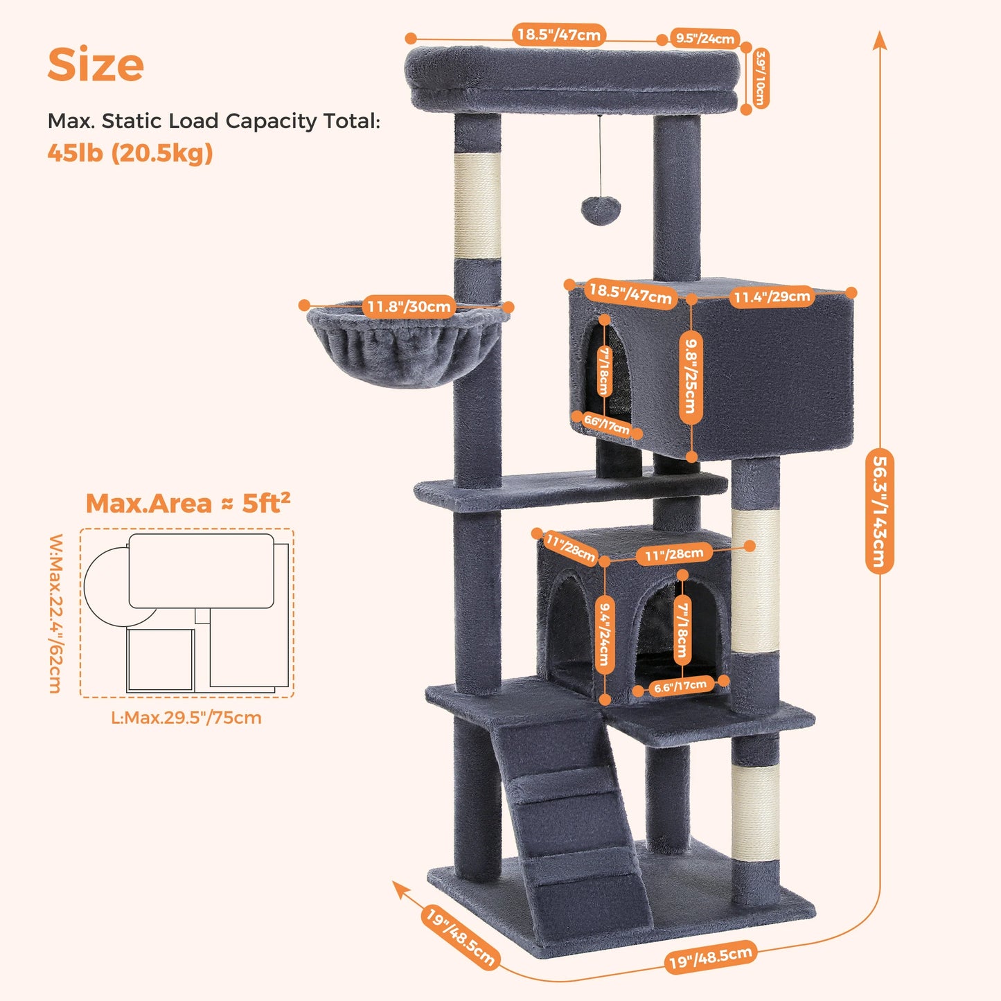 PAWZ Road Cat Tree With Toy Tower Plush Perch Scratching Posts