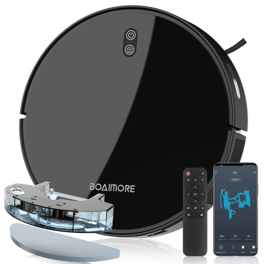 BOAIMORE Robot Vacuum Cleaner With Mop, 6000PA Suction, Smart Mapping