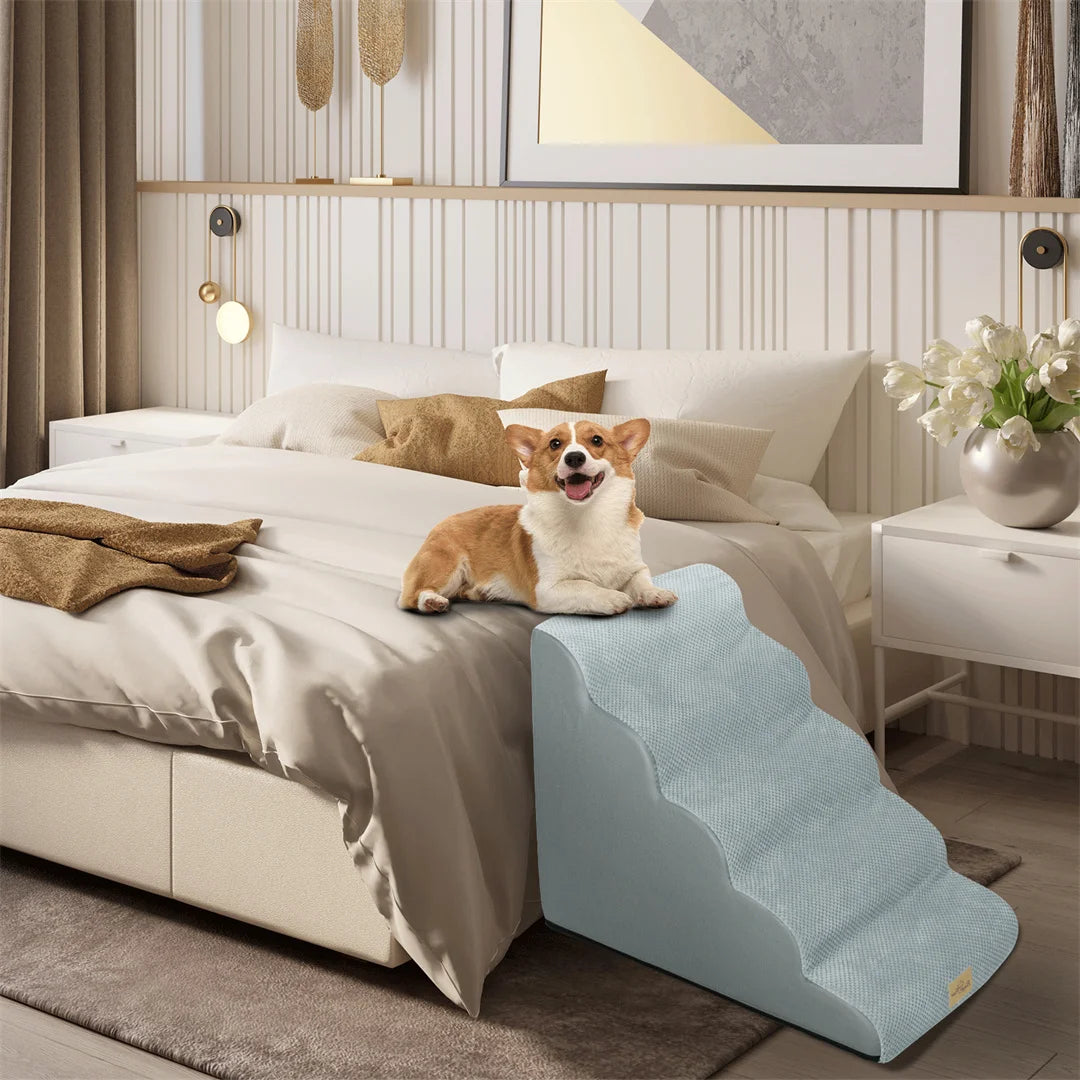 Pet Dog Steps For High Beds And Sofas With Washable Sponge Foam Cover