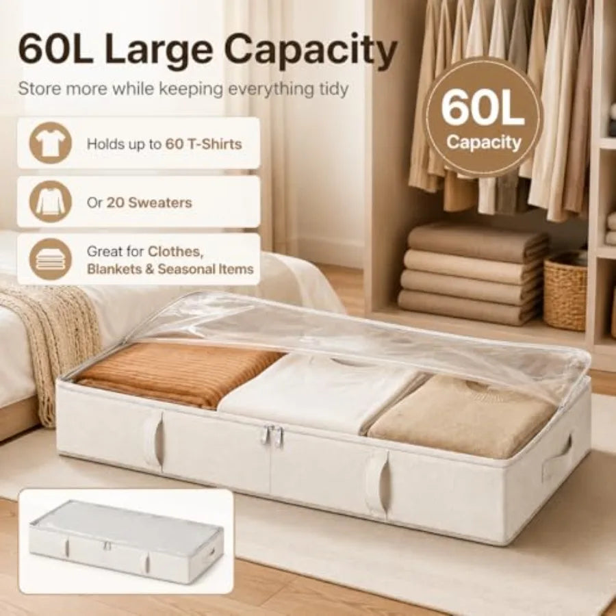 Side-Supported Under Bed Storage Containers With Sturdy Handles