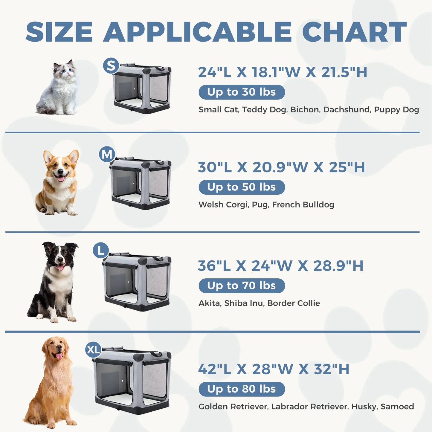 JHK Foldable Soft Dog Crate With Three Doors Indoor