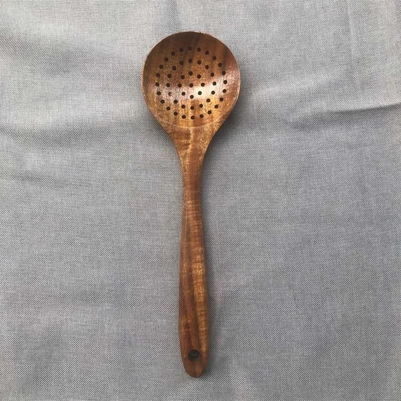 Wood Kitchen Utensil Set Spatula Spoon Fork Stirring Tools