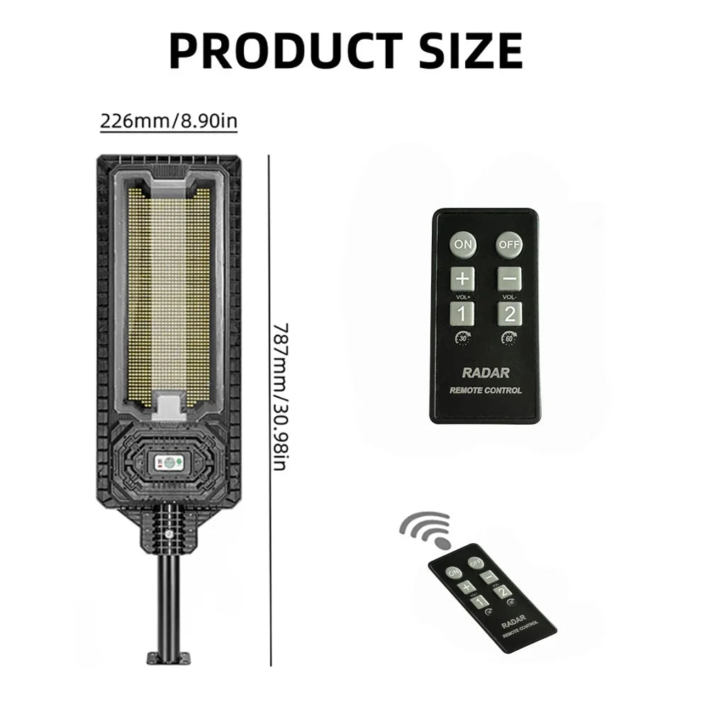 9000mAh Solar Street Light Dusk To Dawn Waterproof Outdoor Lamp