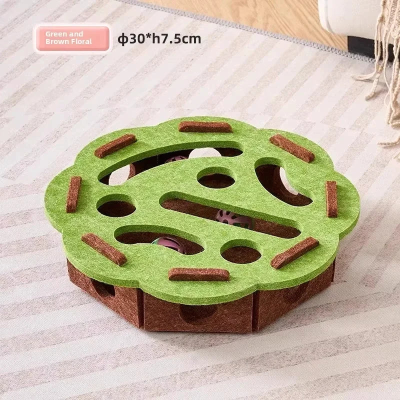 Cat Puzzle Toy Felt Box With Ball For Indoor Cats Entertainment