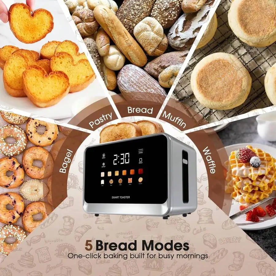 XMSJ 2 Slice Toaster With LCD Display Stainless Steel 430