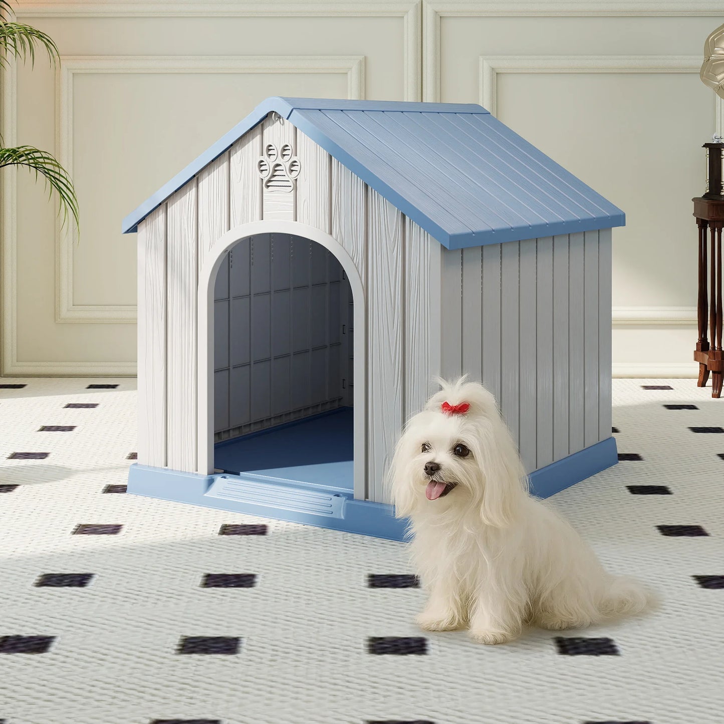 Weatherproof Plastic Dog House For Indoor Outdoor Pet Shelter