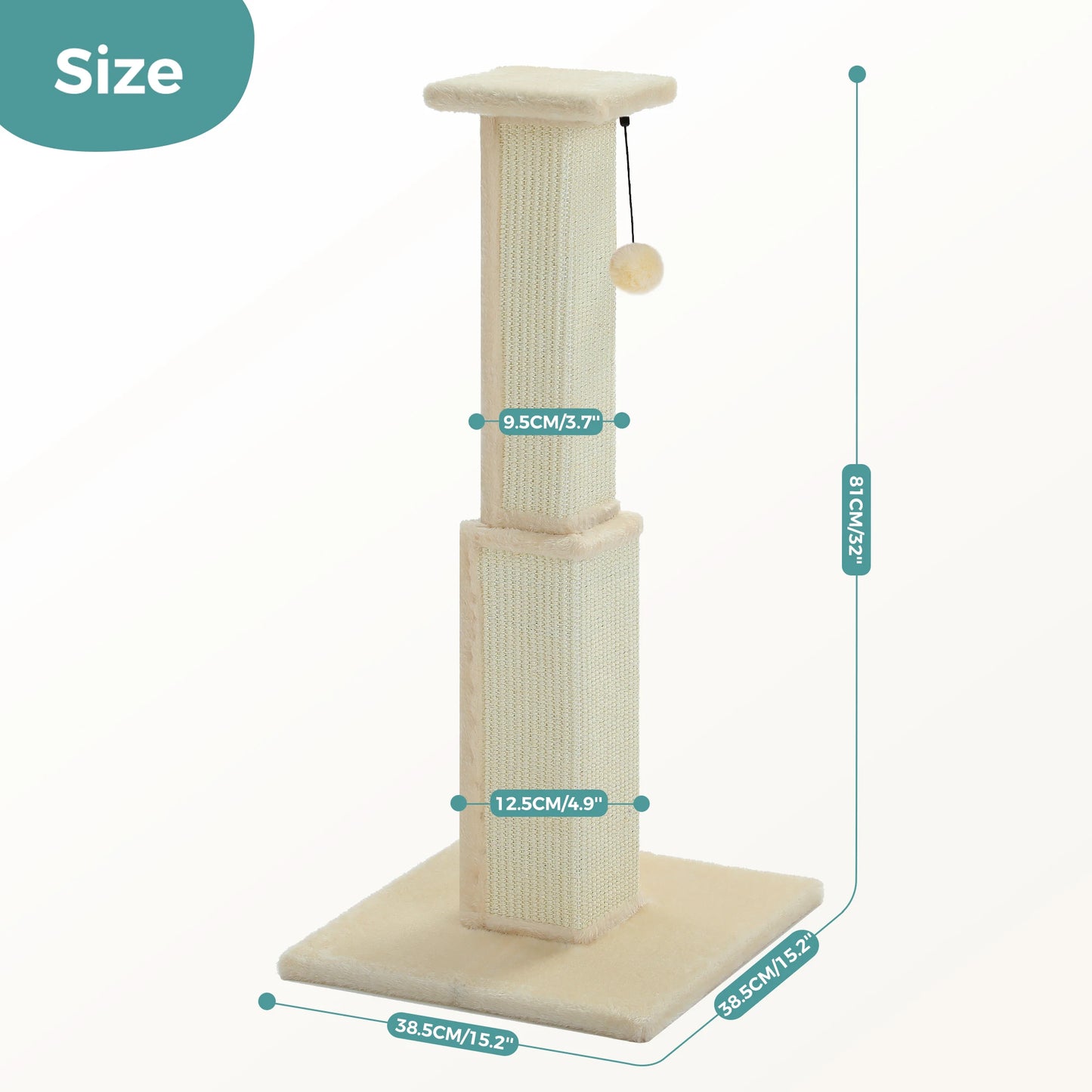 PAWZ Road Large Indoor Cat Scratching Post With Dangling Ball