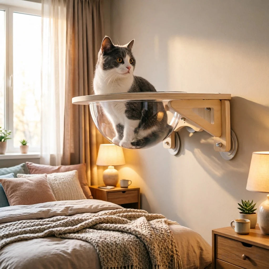 Clear Wall Mounted Cat Space Capsule Bed for Modern Home