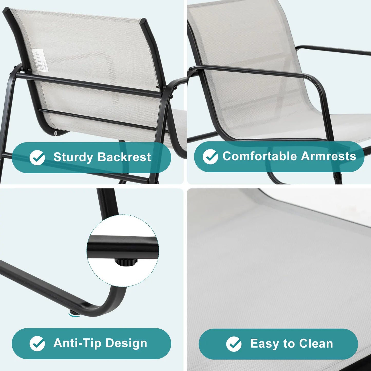 JHK 3-Piece Patio Furniture Set With Table Outdoor Mesh Back