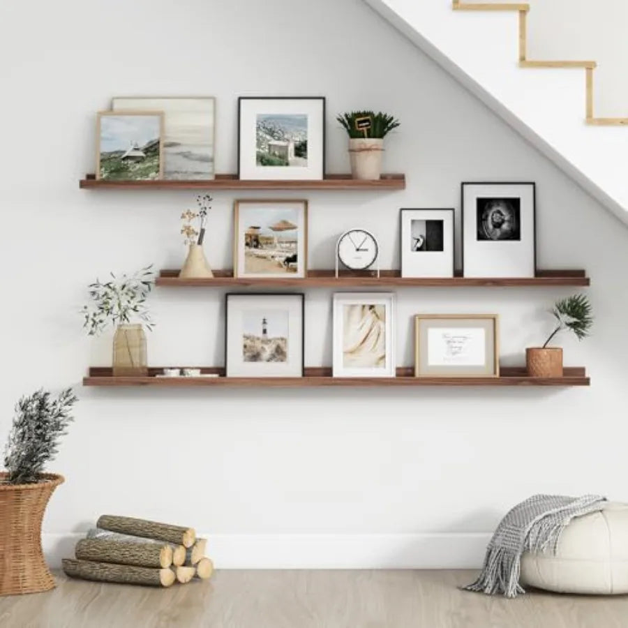 Floating Picture Ledge Shelves Of 4 With Lip For Wall