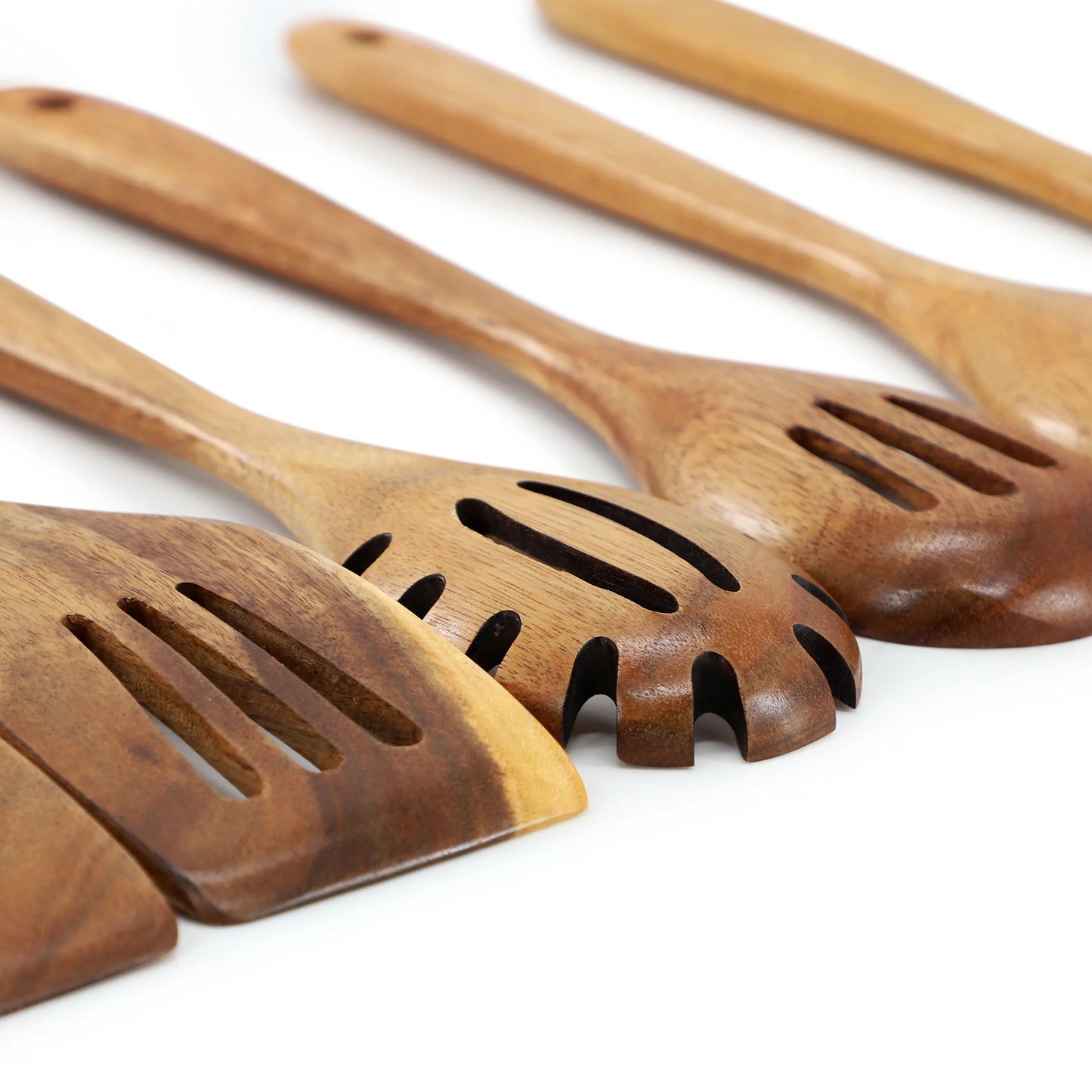 Acacia Wood Kitchen Utensil Set Six Piece Durable Natural Tools