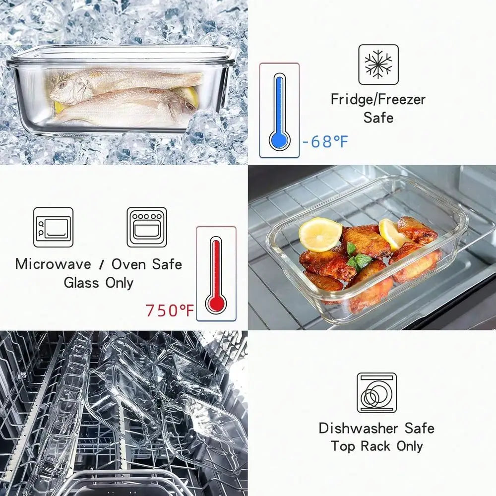 Glass Meal Prep Containers 10 Pack With Lids Airtight