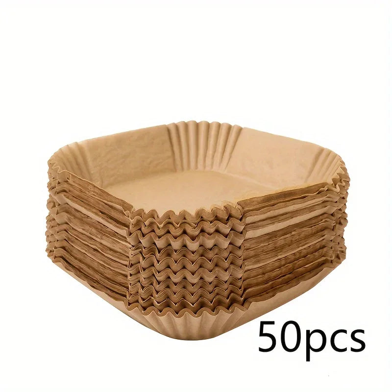 Square Silicone Air Fryer Liners Disposable Nonstick 50 100 Pack