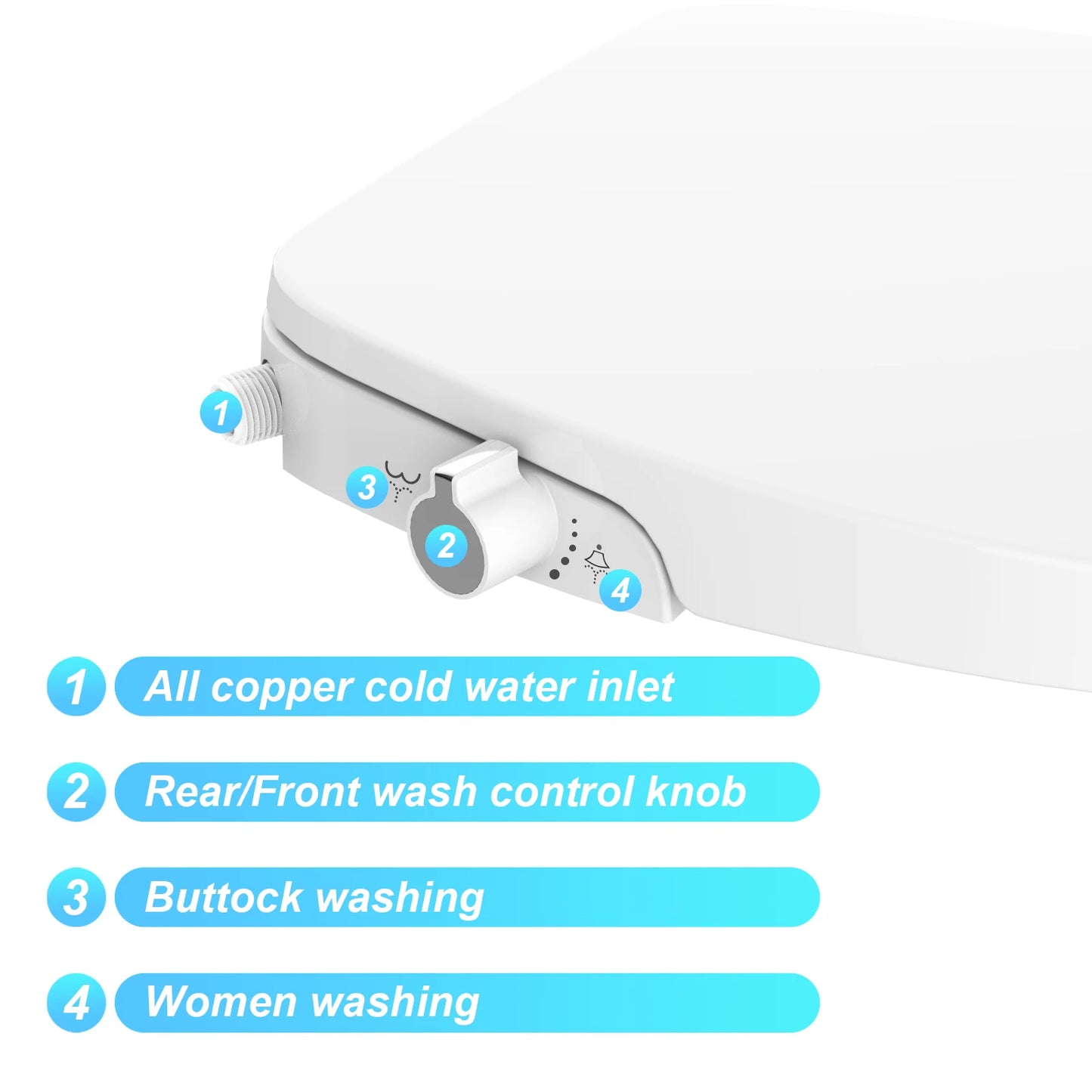 TWISTER.CK Premium Non-Electric Round Bidet Toilet Seat With Dual Nozzle