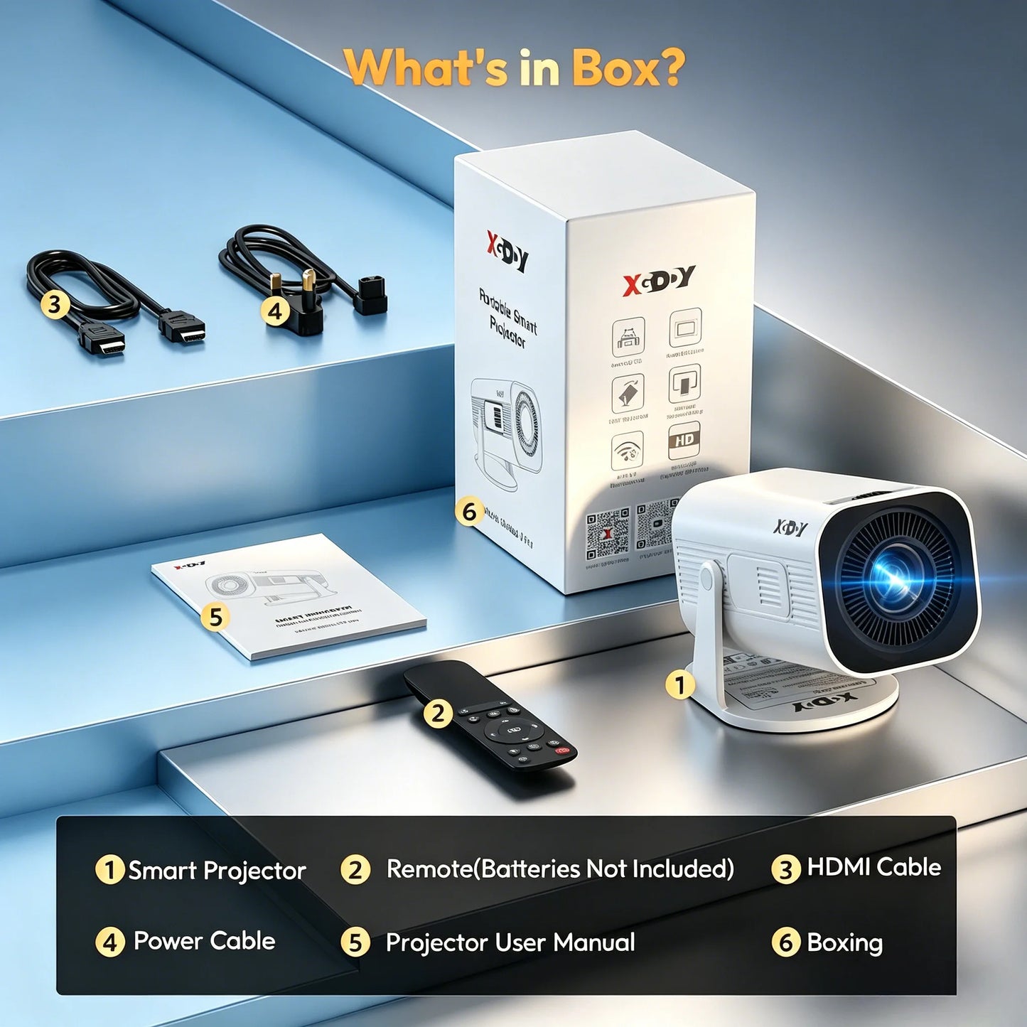 XGODY 4K Projector 12000 Lumen WiFi 6 Bluetooth 5.0