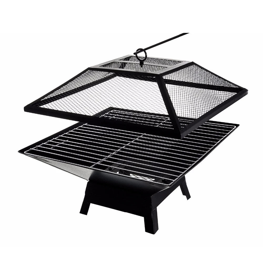Square BBQ Grill Fire Pit Outdoor Heater Garden Patio Brazier