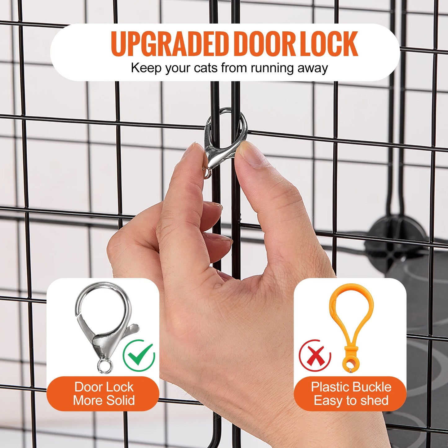 SucceBuy Large Cat Cage Detachable Metal Enclosure With Front Doors