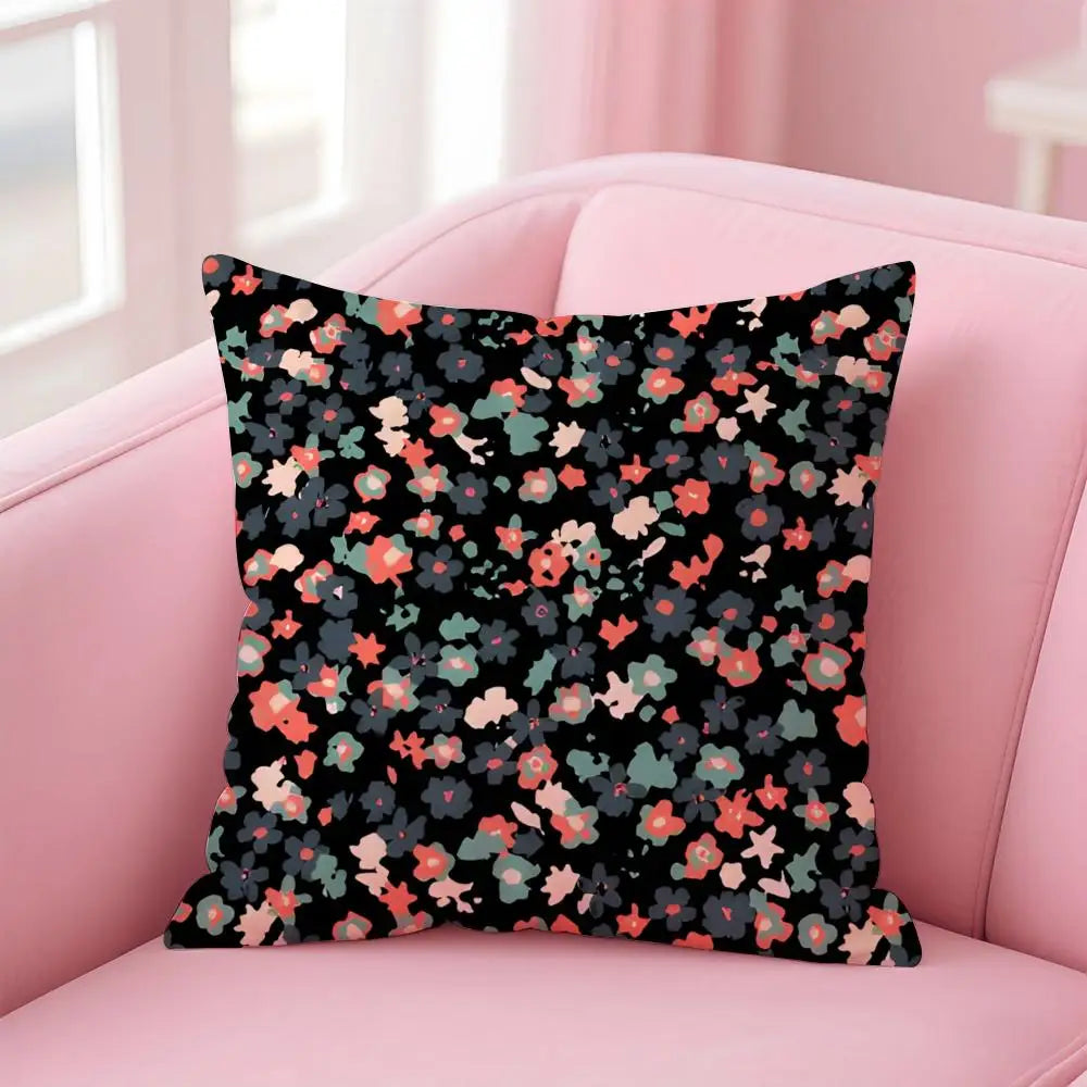 Pastoral Floral Cushion Cover With Concealed Zipper Polyester Cotton