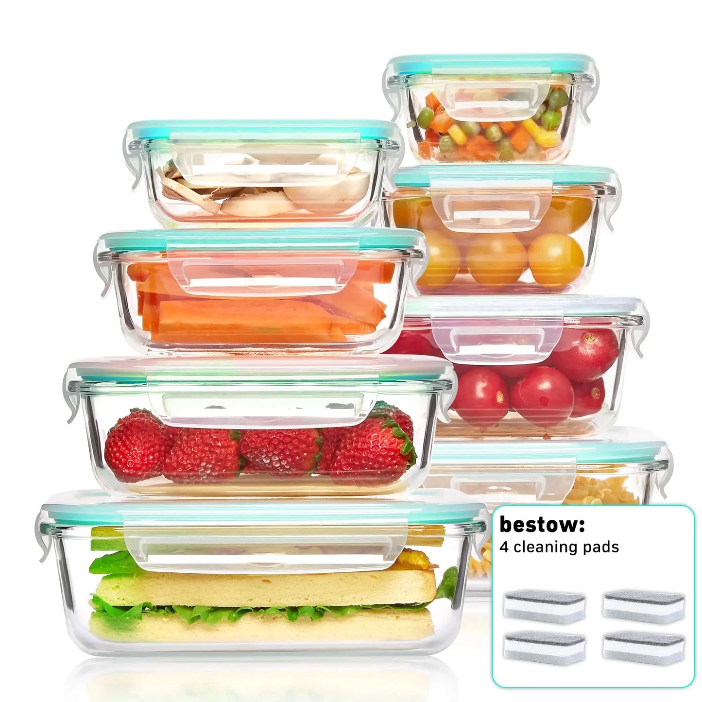 Vtopmart 8 Piece Borosilicate Glass Storage Containers