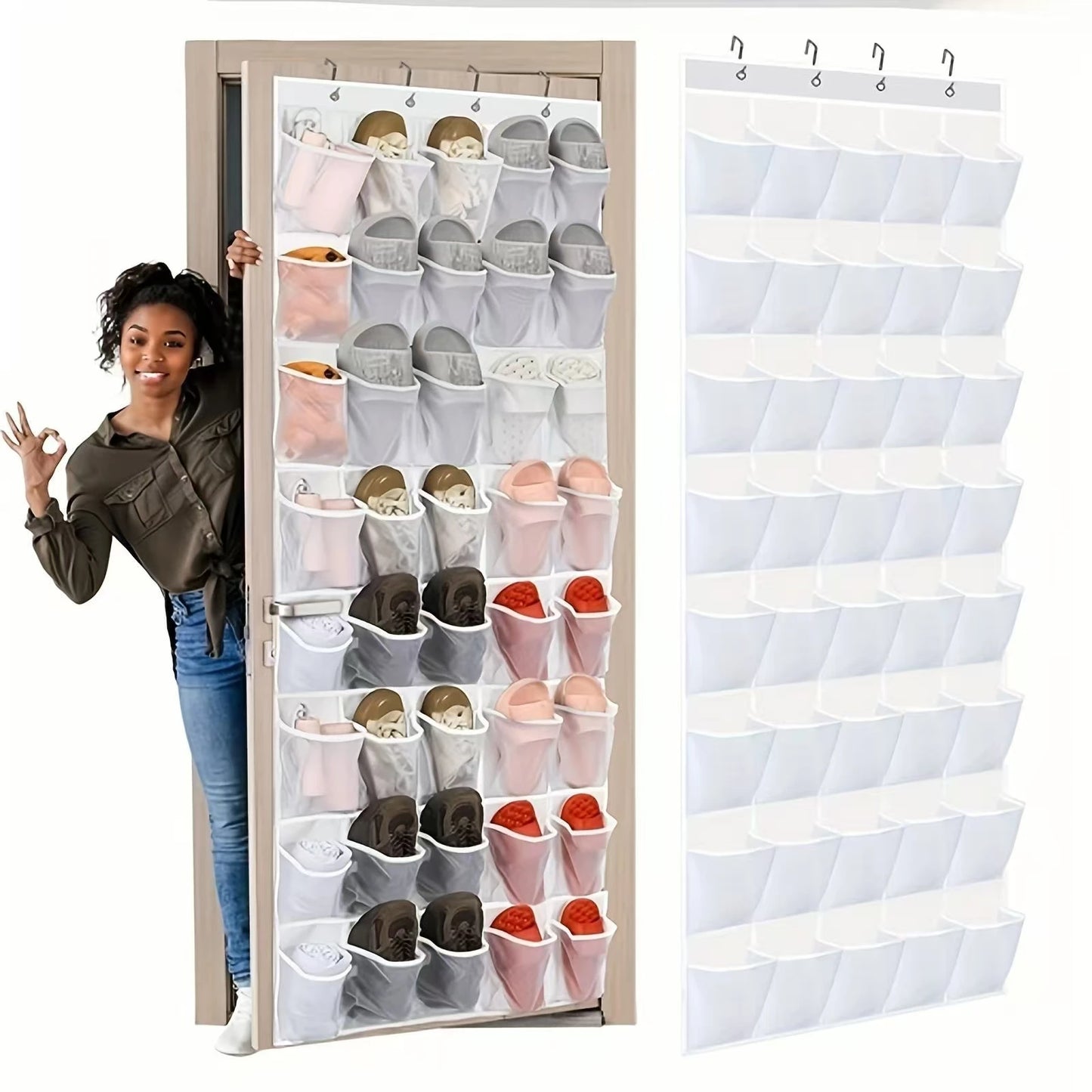 XMSJ Over The Door Shoe Rack With Large Mesh Pockets