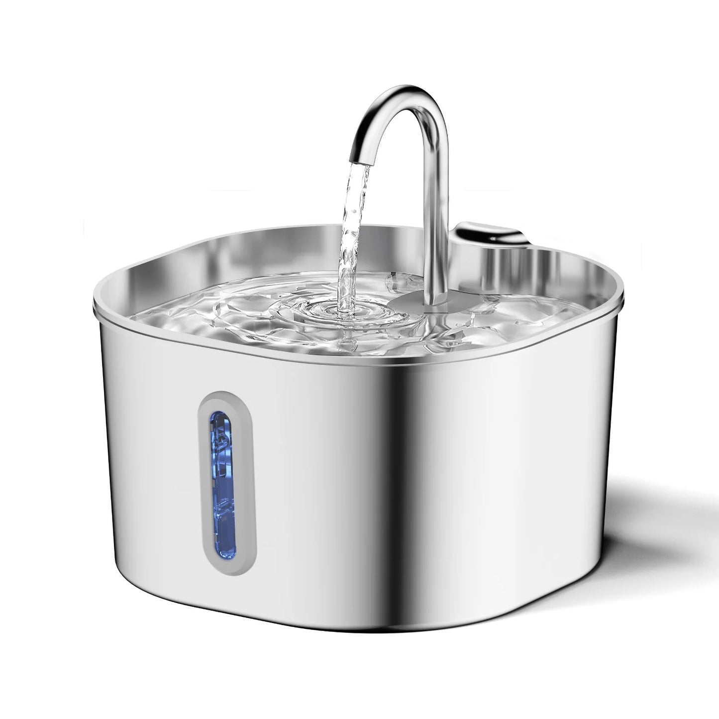 Stainless Steel Cat And Dog Water Fountain 2.2L LED Window