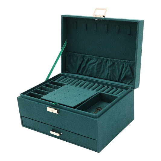 Three Tier Jewelry Box With Safe Lock Large Capacity