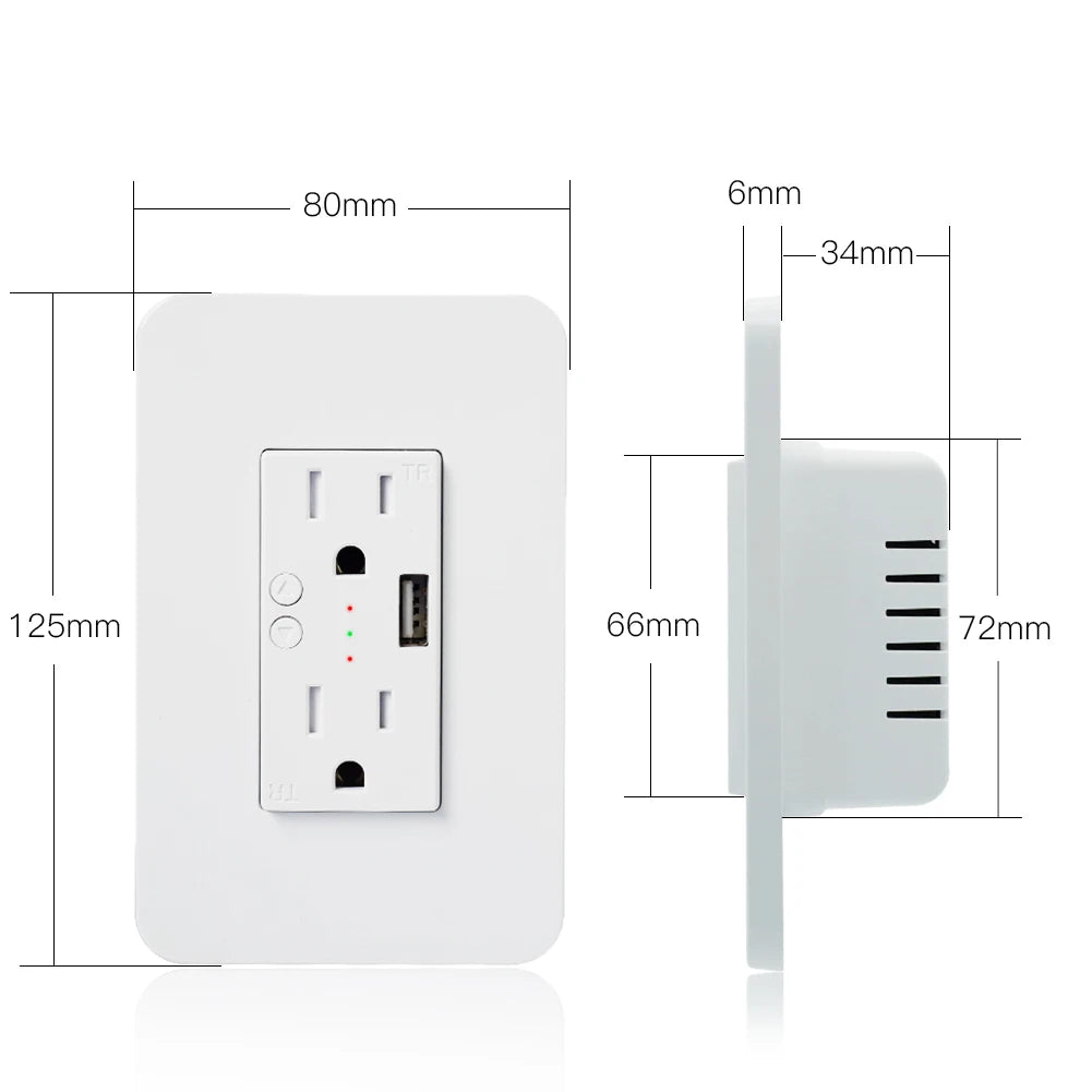 MOES WiFi Smart Wall Outlet With USB Ports For Alexa