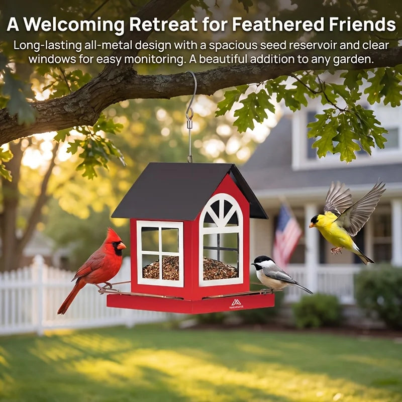 Copper Outdoor Bird Feeder Large Capacity Hanging Rustic Metal Feeder