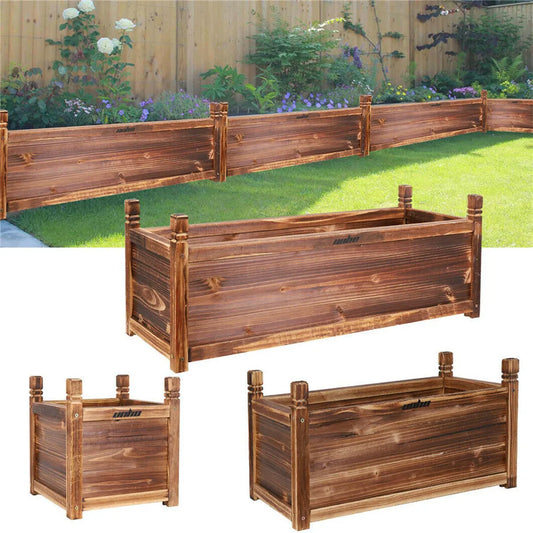 Wooden Raised Planter Box For Indoor Outdoor Vegetables And Herbs