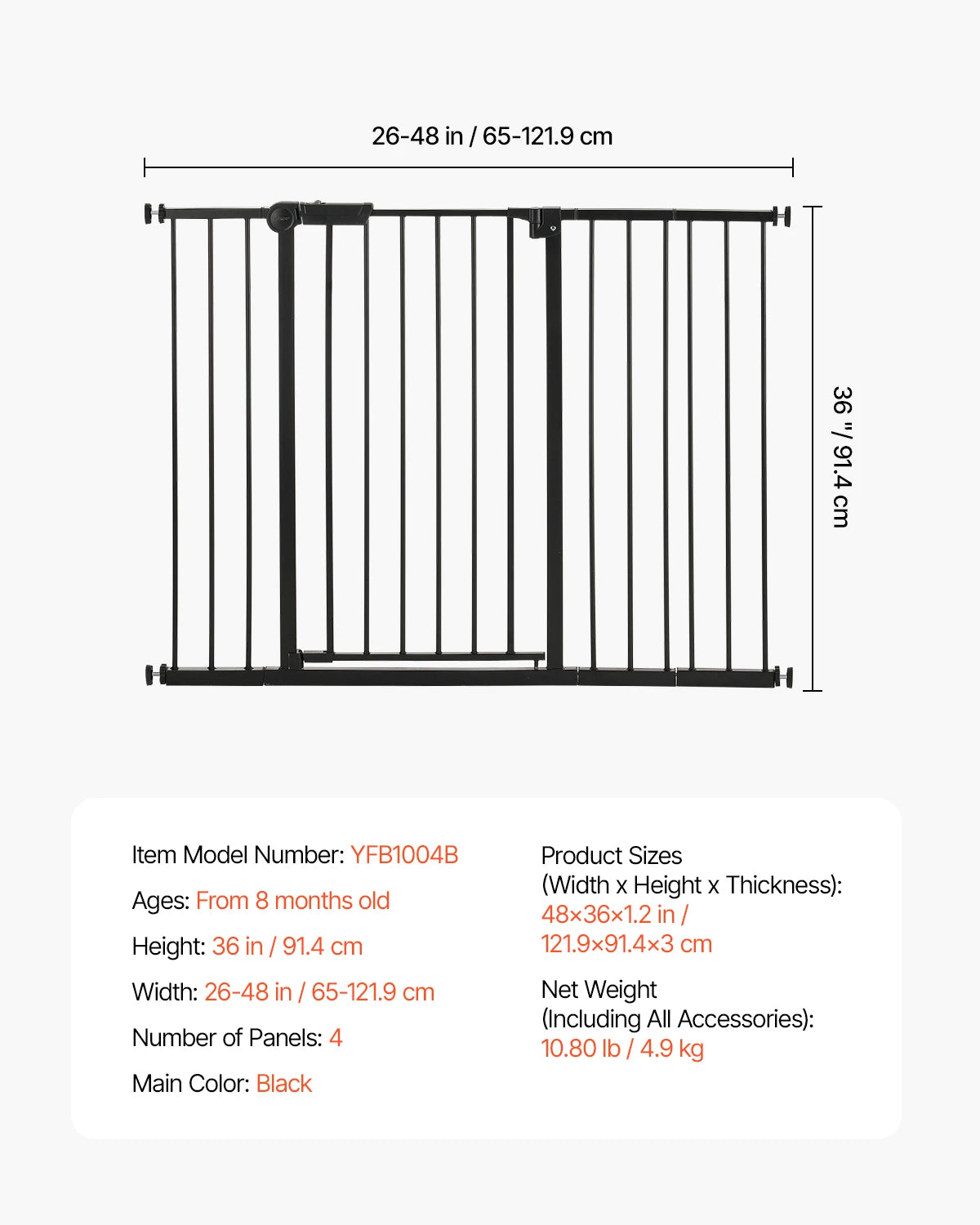 SucceBuy Baby Gate Pressure Mount Walk Through Child Fence