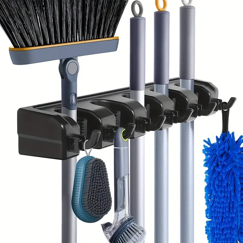 Wall Mounted Mop Holder Multifunctional Broom Shelf For Kitchen