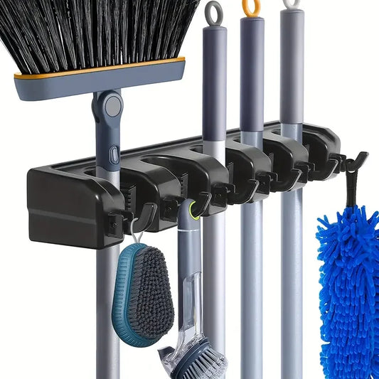 Wall Mounted Mop Holder Multifunctional Broom Shelf For Kitchen