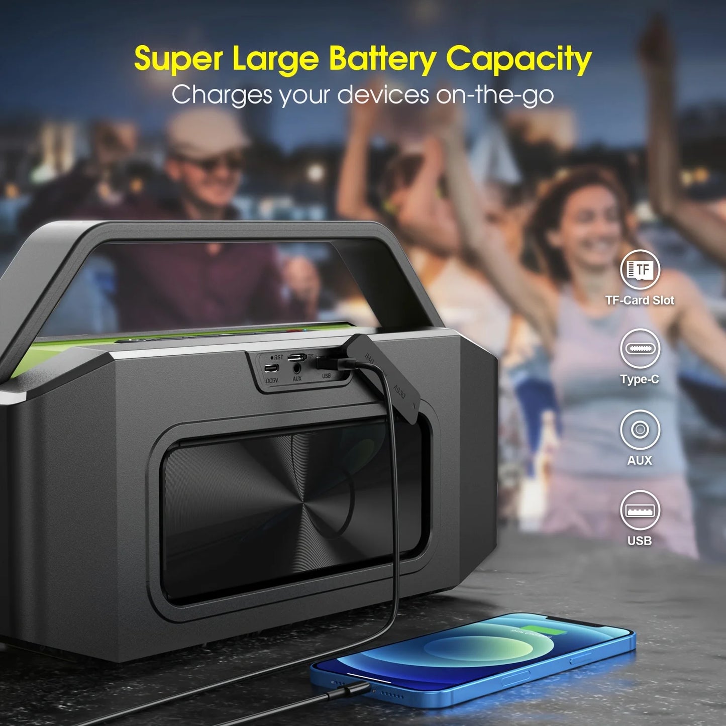 W-King D9-1 Bluetooth Speaker 60W HD IPX6 Waterproof Portable Boombox