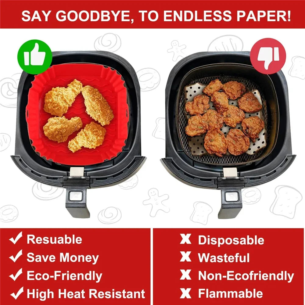 Nonstick Silicone Air Fryer Pan Liner For Oven Baking Tray