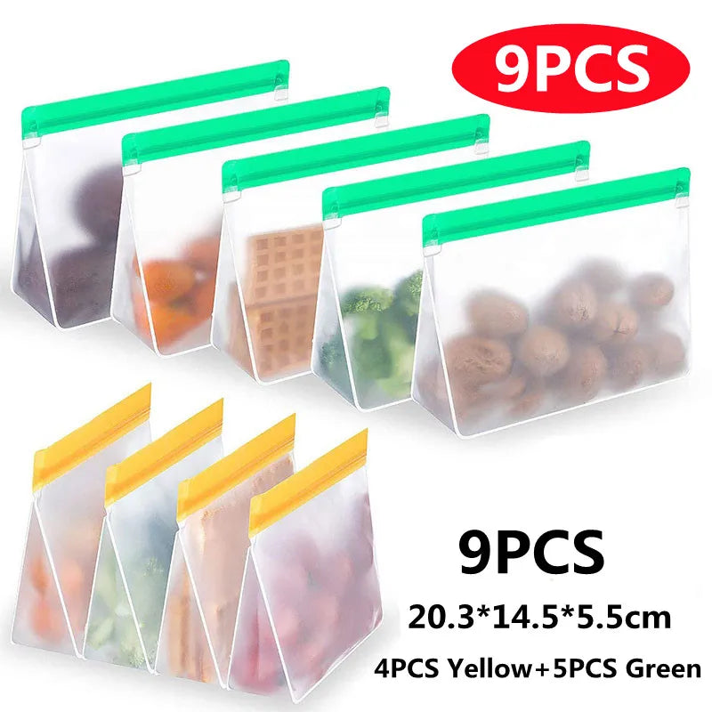 Reusable Silicone Food Storage Bag Stand Up Leakproof Freezer
