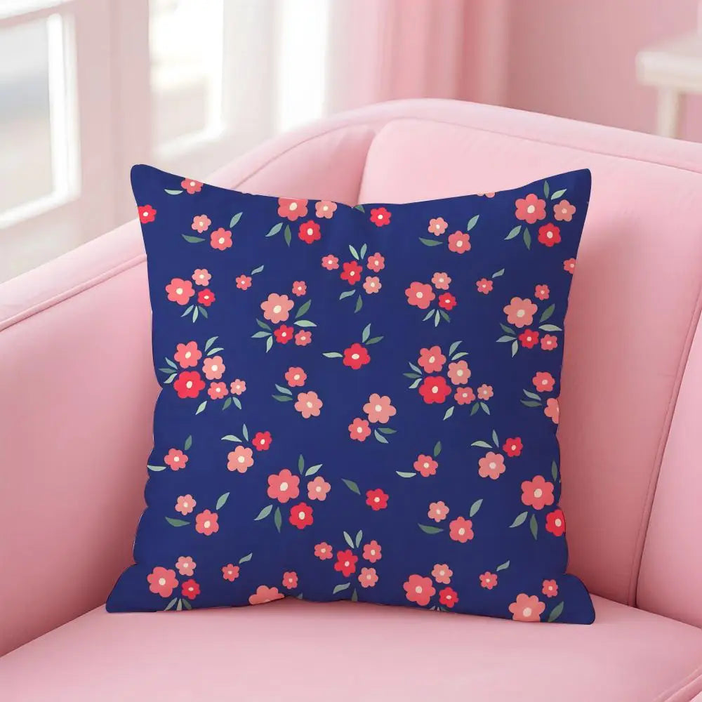 Pastoral Floral Cushion Cover With Concealed Zipper Polyester Cotton