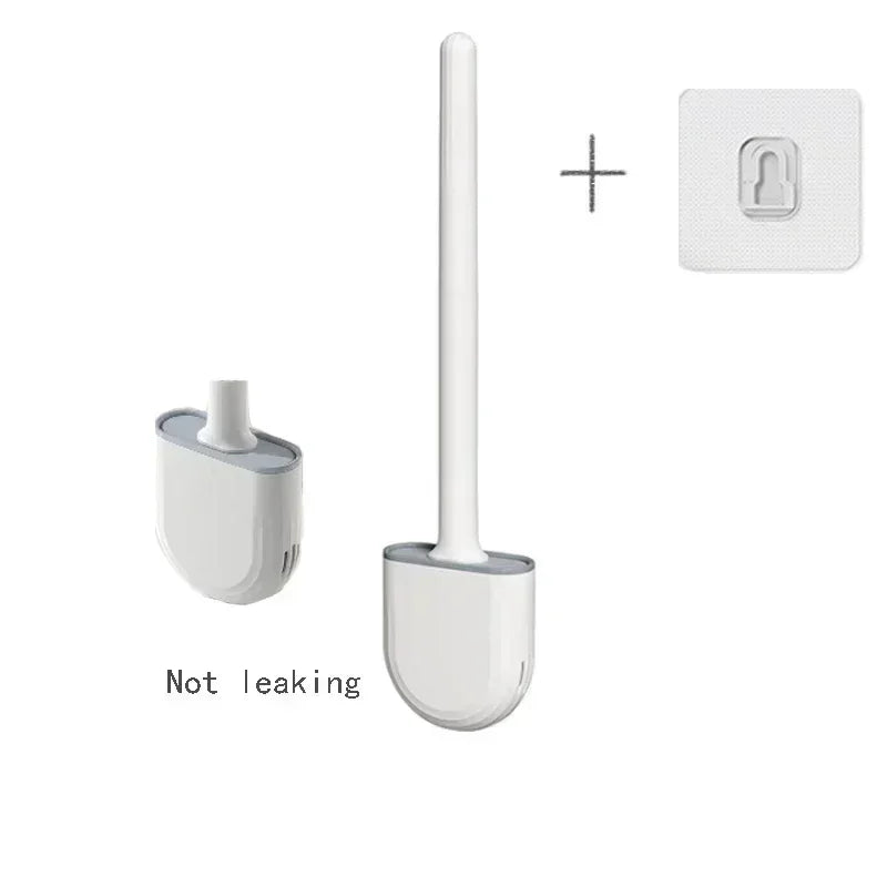 Silicone Wall Mounted Toilet Brush Set With Flexible Flat Head