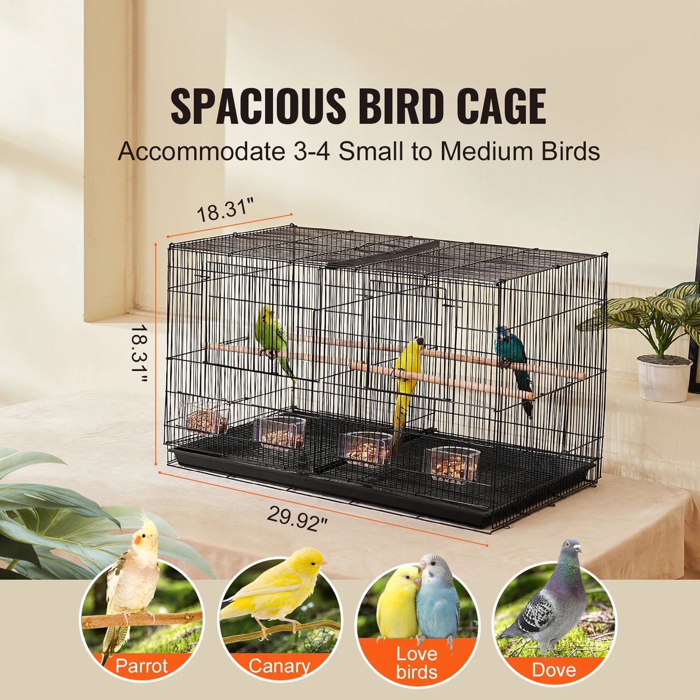 SucceBuy Stackable Divider Bird Cage With Travel Handle For Birds