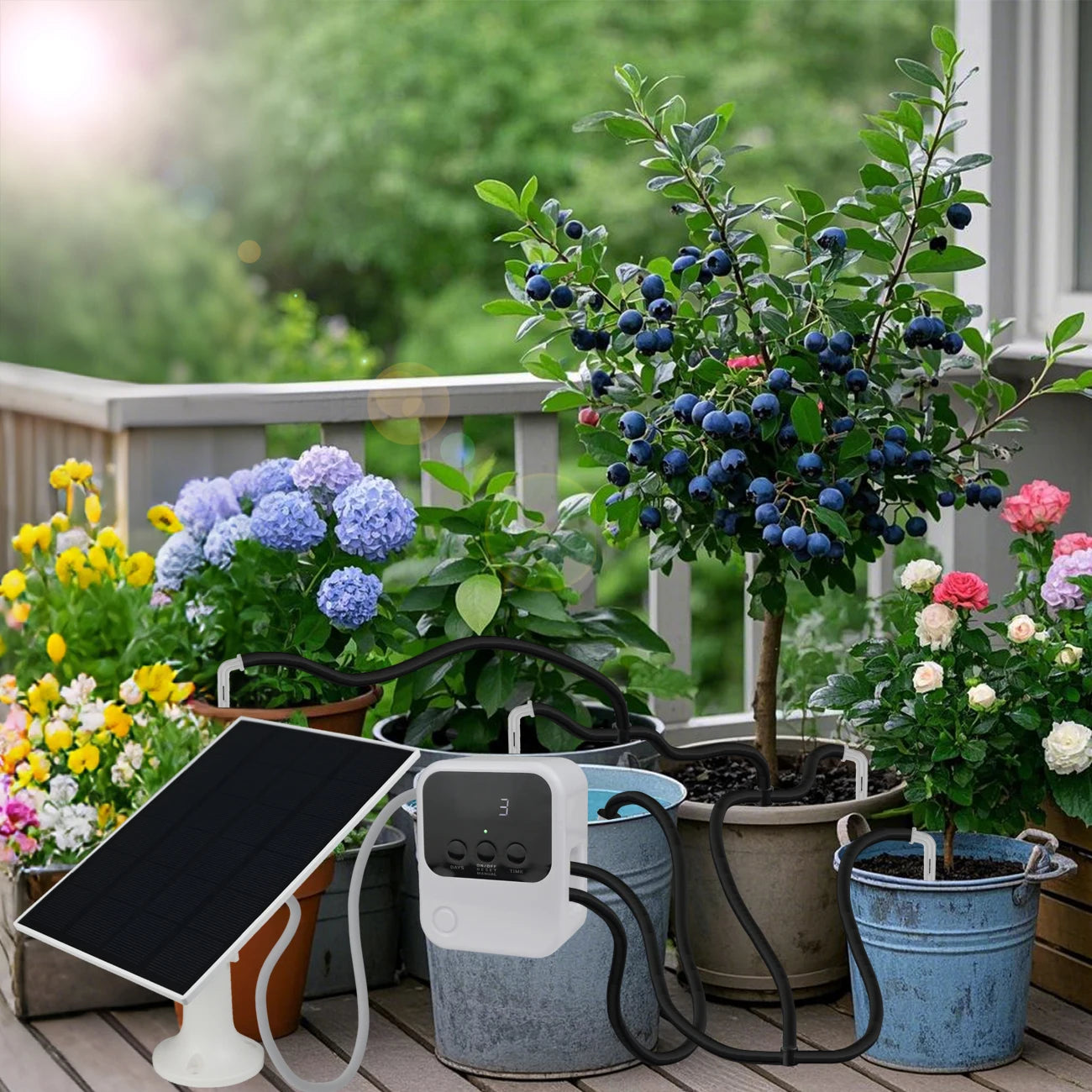 Garden Solar Timer Drip Irrigation Kit For Balcony Potted Plants