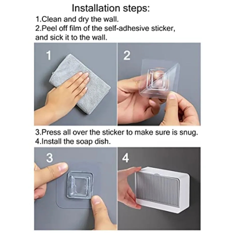 Dust-Proof Soap Holder For Shower Wall Adhesive Wall Mount With Drain