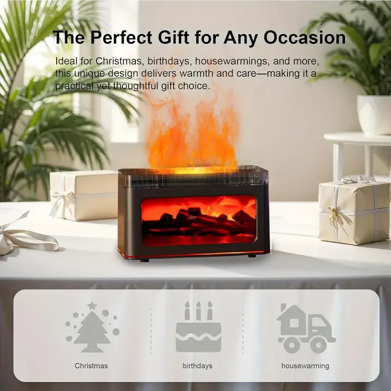 Simulated Flame Aromatherapy Diffuser And Essential Oil Humidifier With Remote