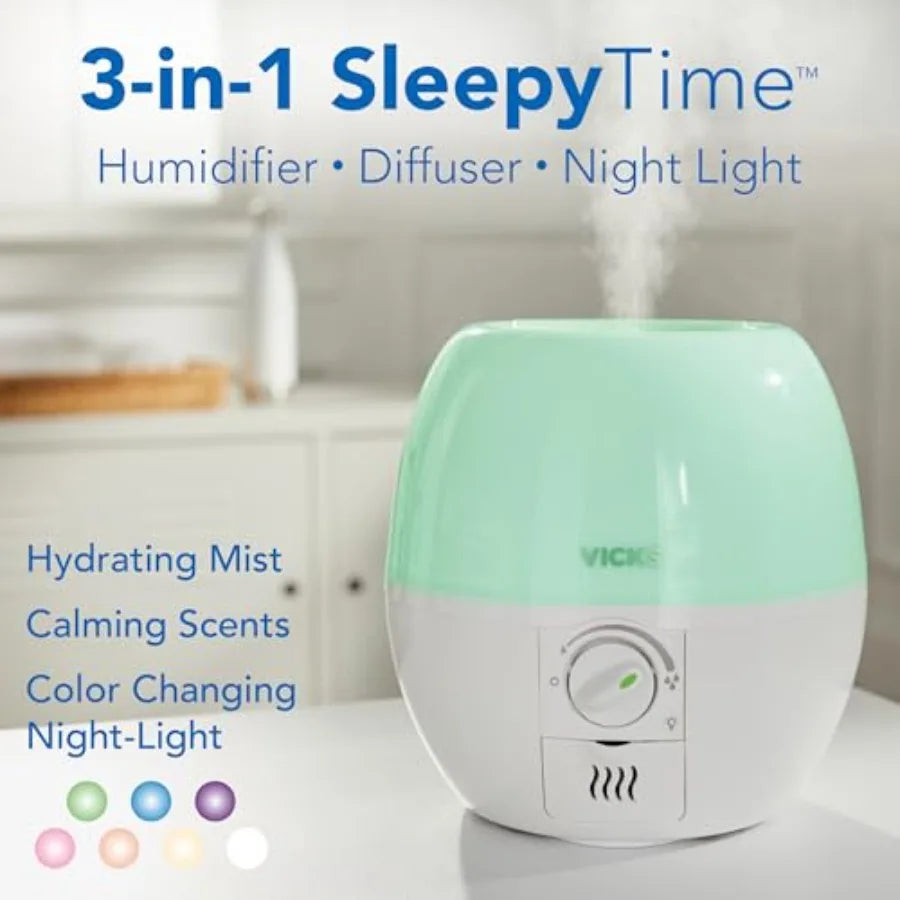 3-In-1 Cool Mist Humidifier With Night Light Diffuser