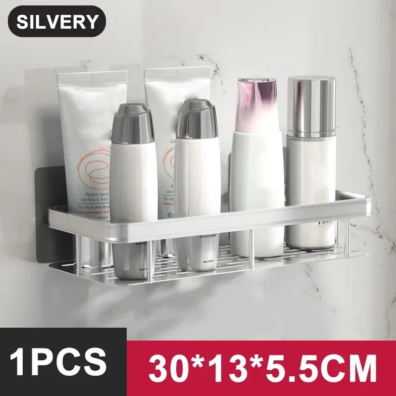 Aluminum Alloy Shower Shelf Wall Mounted No Drill