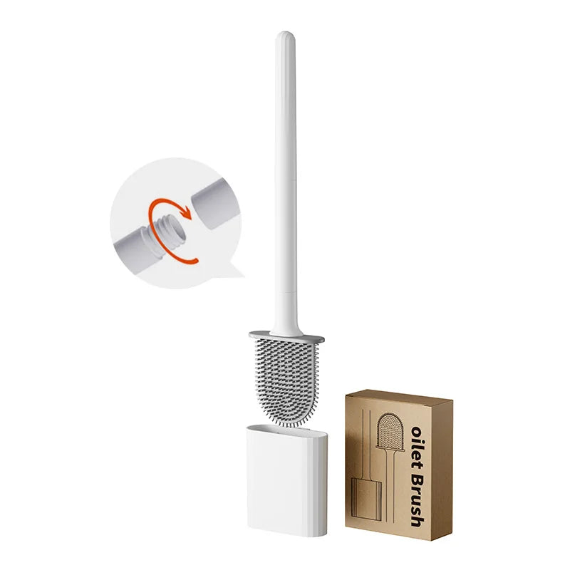 Silicone Wall Mounted Toilet Brush Set With Flexible Flat Head