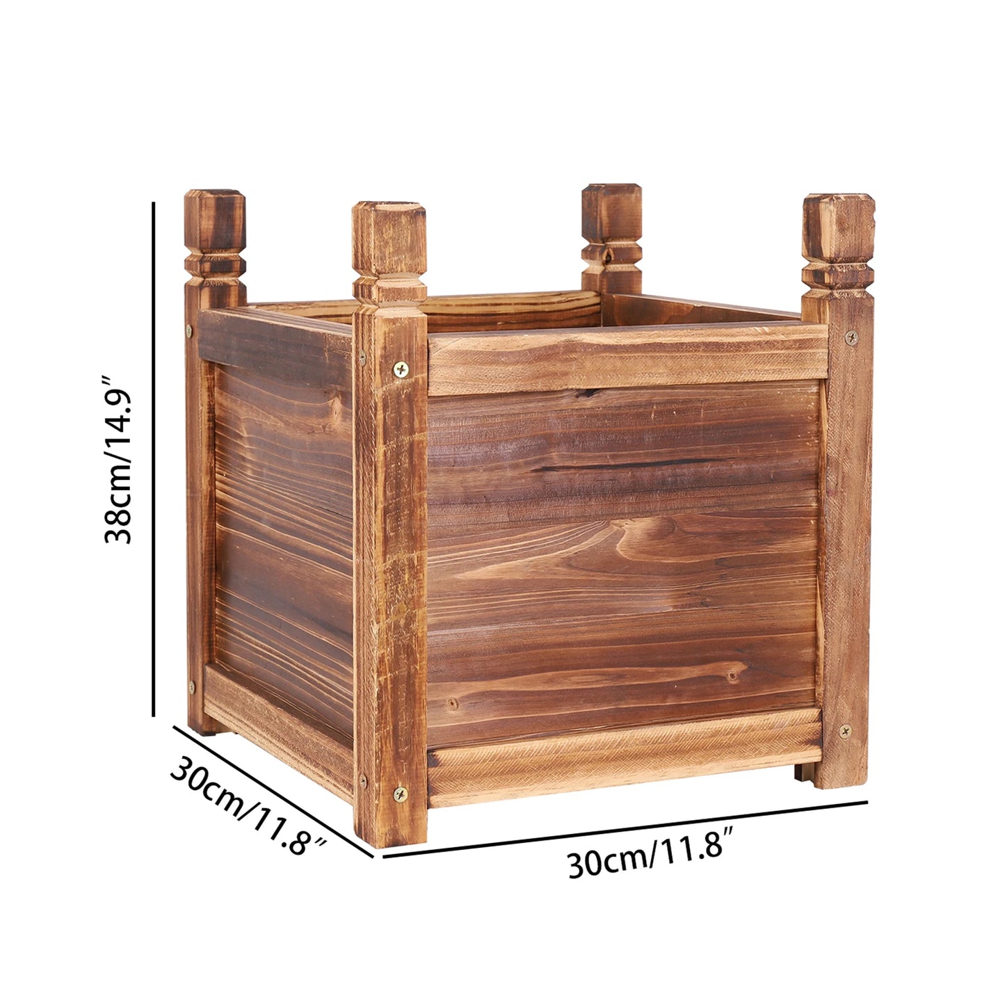 Wooden Raised Planter Box For Indoor Outdoor Vegetables And Herbs