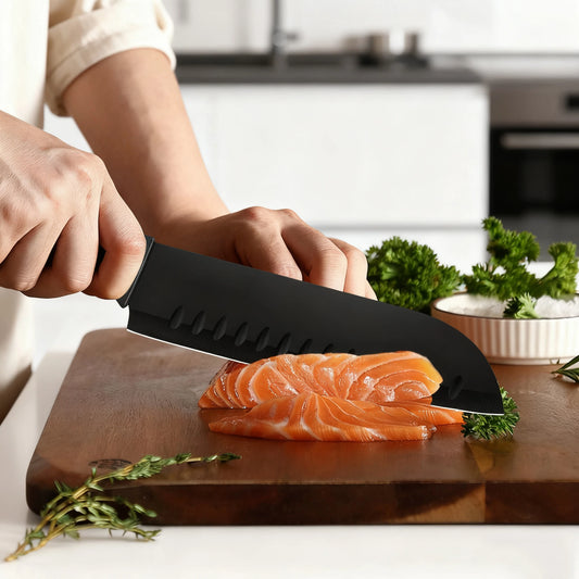 Kitchen Knife Set With Block And Ergonomic Stainless Steel Blades