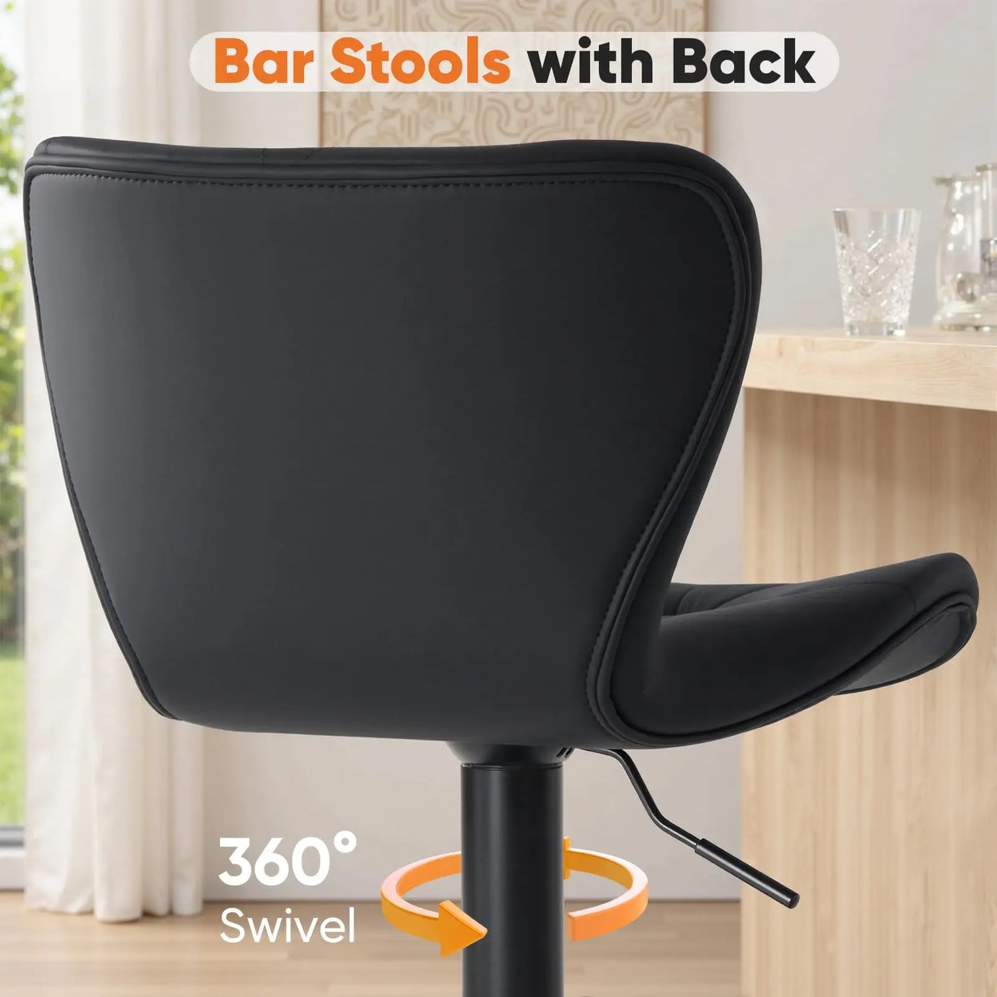JHK Set Of 2 Ergonomic Adjustable Swivel Dining Chairs