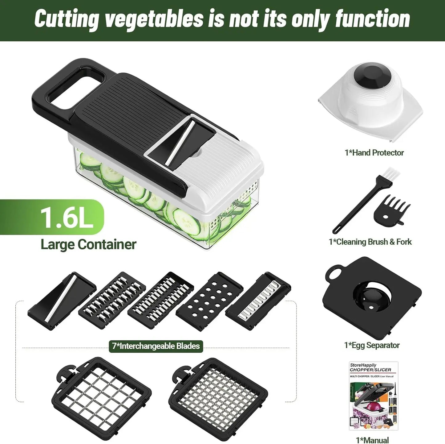 12-In-1 Vegetable Chopper With 7 Blades