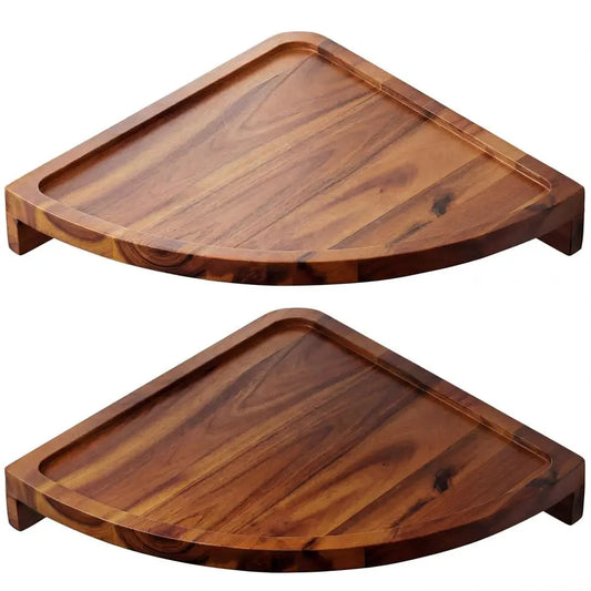 Floating Corner Shelves Wall Mount 2 Pack Acacia Wood