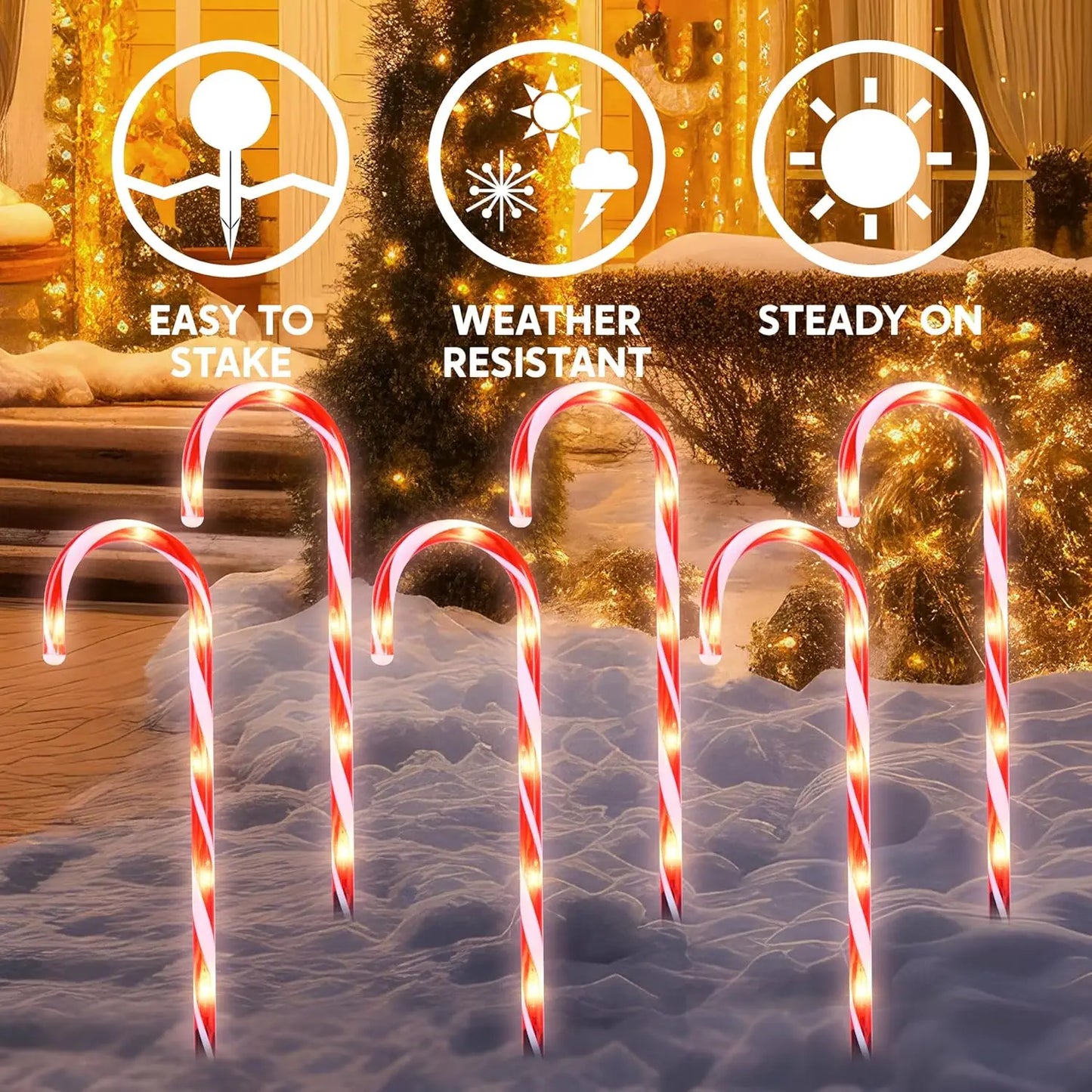 Joyfy Candy Cane Pathway Lights 12 With Warm White
